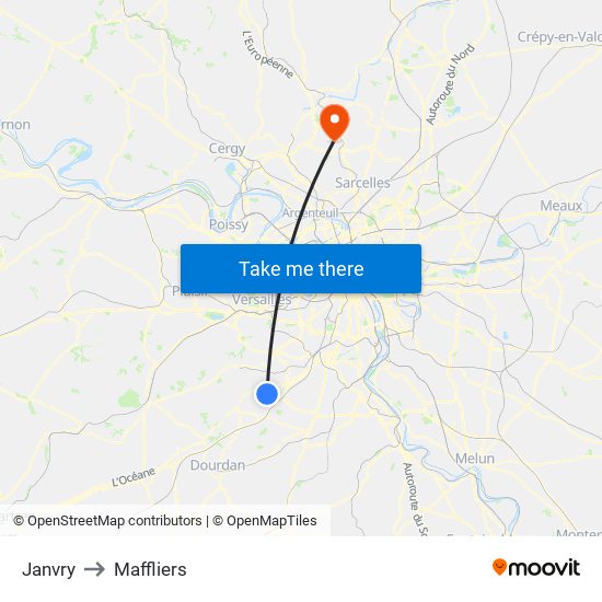 Janvry to Maffliers map