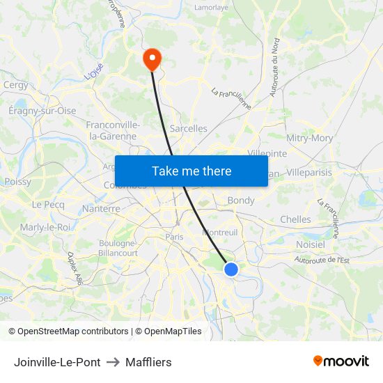Joinville-Le-Pont to Maffliers map