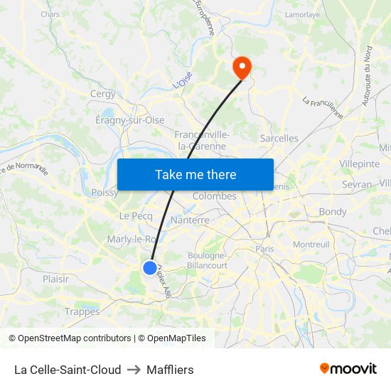 La Celle-Saint-Cloud to Maffliers map