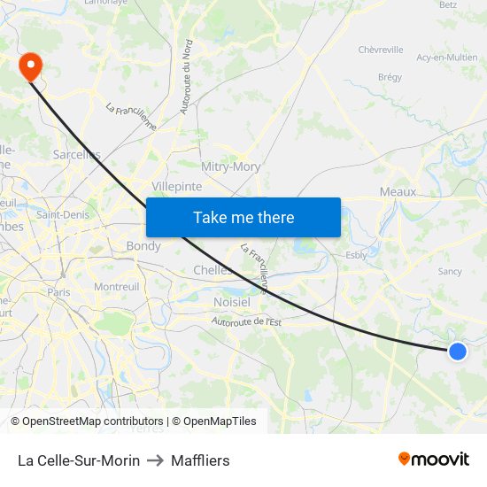 La Celle-Sur-Morin to Maffliers map