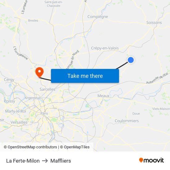 La Ferte-Milon to Maffliers map