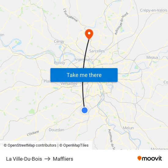 La Ville-Du-Bois to Maffliers map