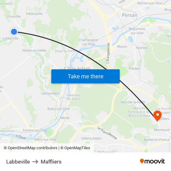 Labbeville to Maffliers map
