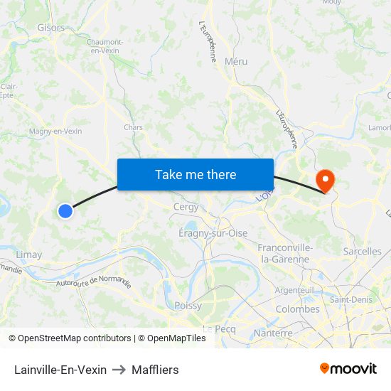 Lainville-En-Vexin to Maffliers map
