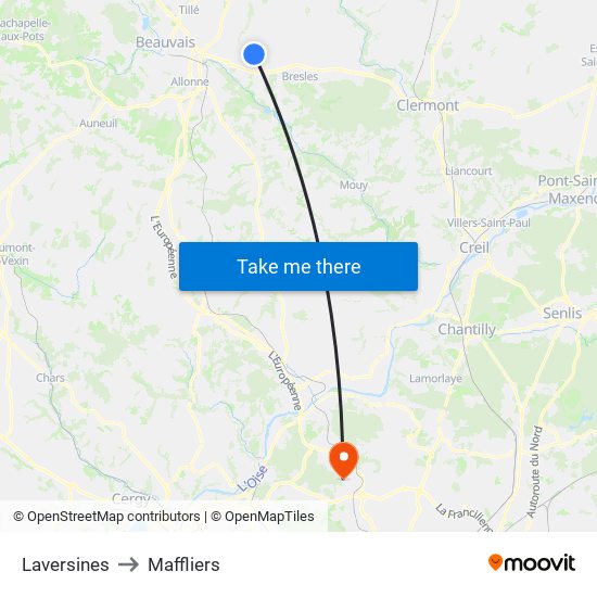 Laversines to Maffliers map
