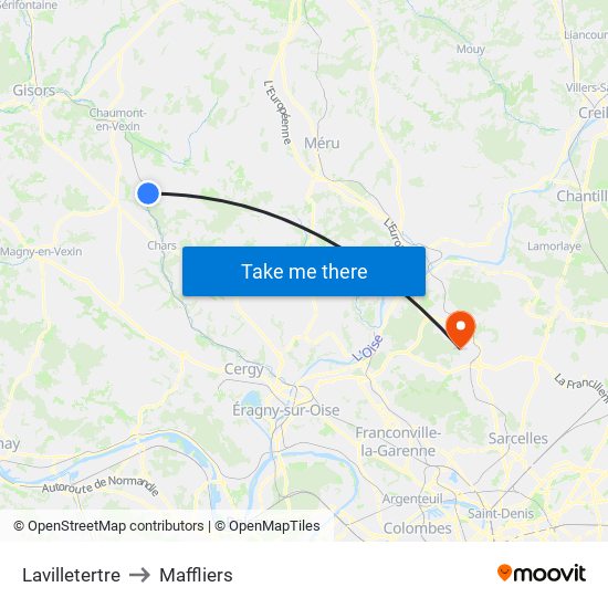 Lavilletertre to Maffliers map