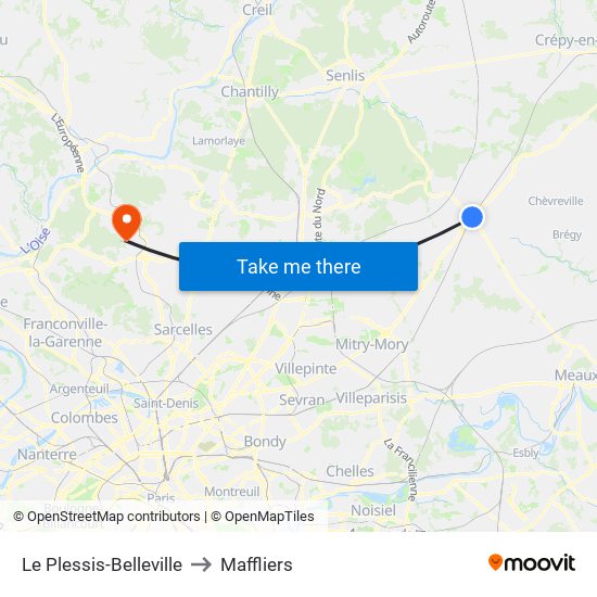 Le Plessis-Belleville to Maffliers map