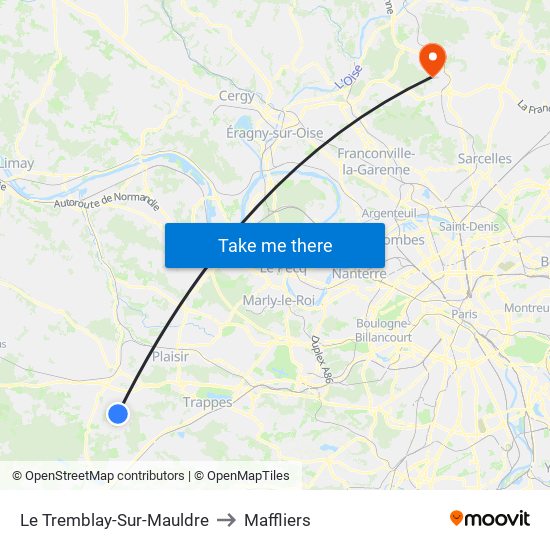 Le Tremblay-Sur-Mauldre to Maffliers map