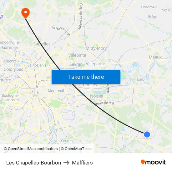 Les Chapelles-Bourbon to Maffliers map