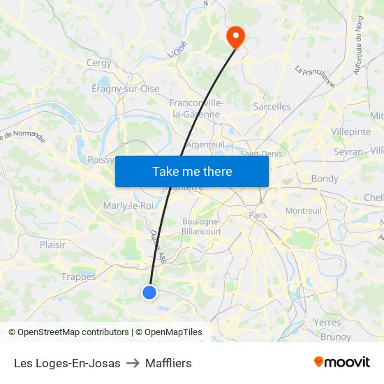 Les Loges-En-Josas to Maffliers map