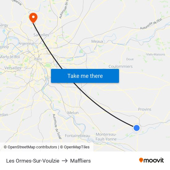 Les Ormes-Sur-Voulzie to Maffliers map