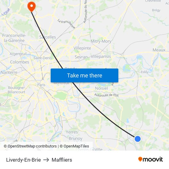 Liverdy-En-Brie to Maffliers map