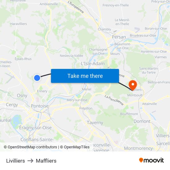 Livilliers to Maffliers map