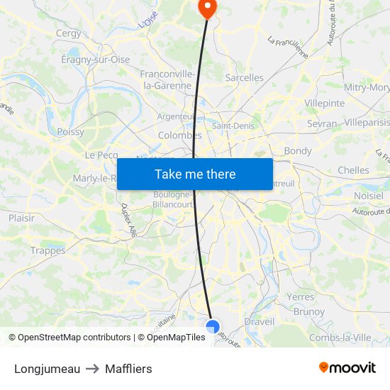 Longjumeau to Maffliers map