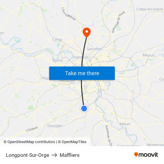 Longpont-Sur-Orge to Maffliers map
