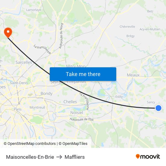 Maisoncelles-En-Brie to Maffliers map