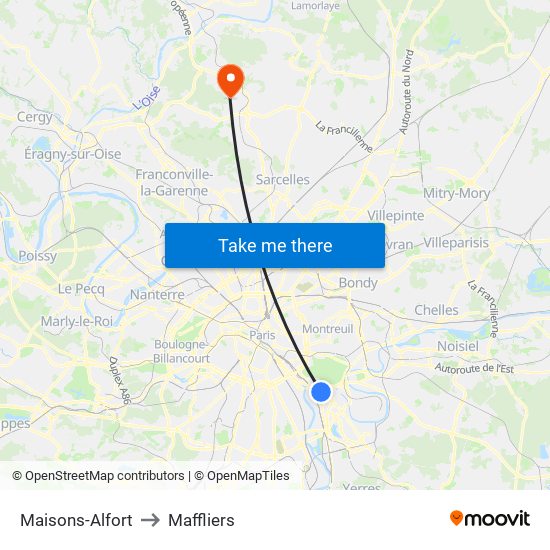 Maisons-Alfort to Maffliers map