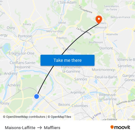 Maisons-Laffitte to Maffliers map