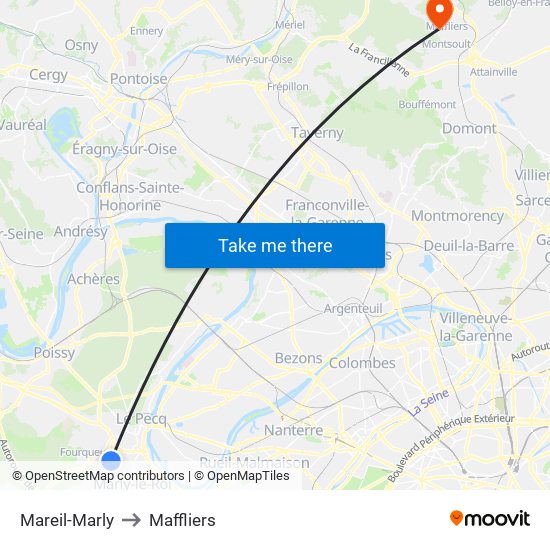 Mareil-Marly to Maffliers map
