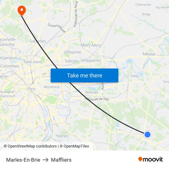 Marles-En-Brie to Maffliers map