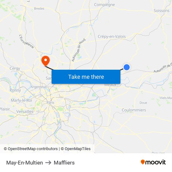 May-En-Multien to Maffliers map