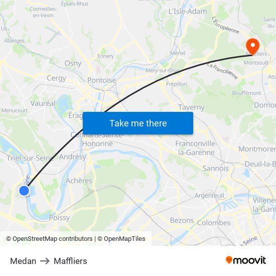 Medan to Maffliers map