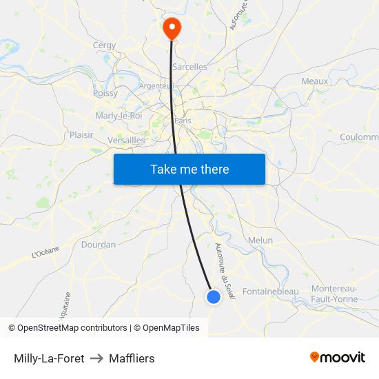 Milly-La-Foret to Maffliers map