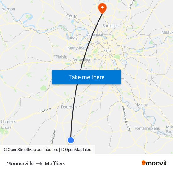 Monnerville to Maffliers map