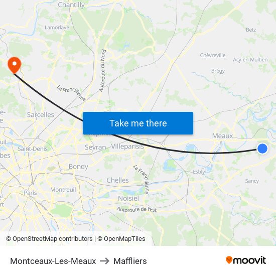 Montceaux-Les-Meaux to Maffliers map