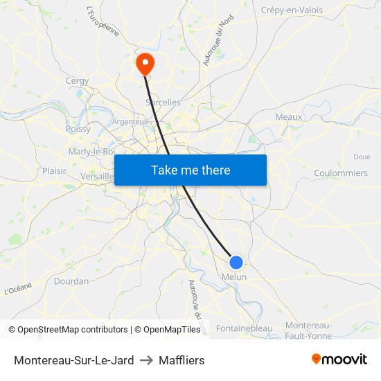 Montereau-Sur-Le-Jard to Maffliers map