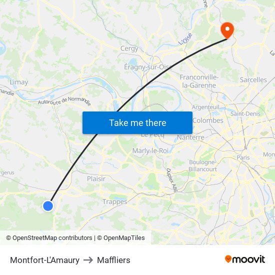 Montfort-L'Amaury to Maffliers map