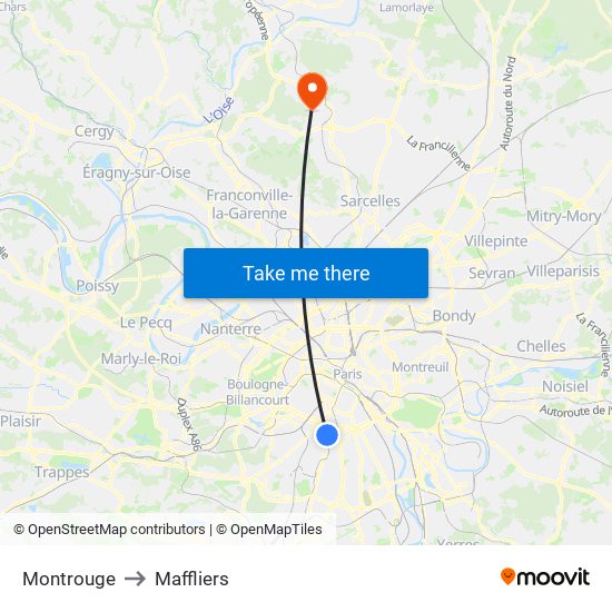 Montrouge to Maffliers map