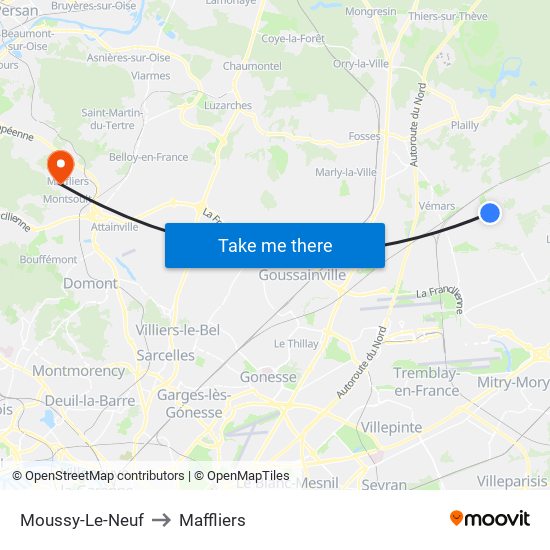 Moussy-Le-Neuf to Maffliers map