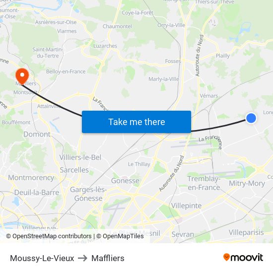 Moussy-Le-Vieux to Maffliers map