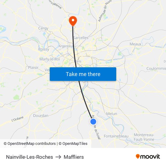 Nainville-Les-Roches to Maffliers map
