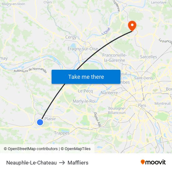 Neauphle-Le-Chateau to Maffliers map