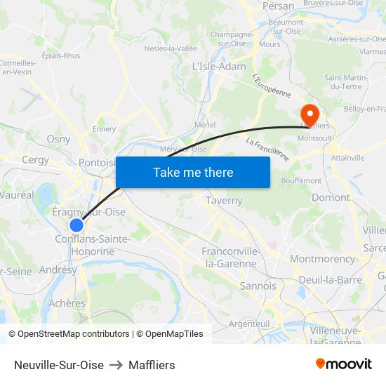 Neuville-Sur-Oise to Maffliers map