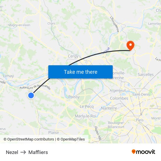 Nezel to Maffliers map