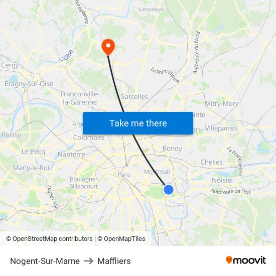 Nogent-Sur-Marne to Maffliers map