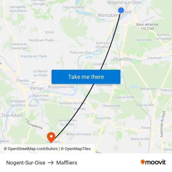 Nogent-Sur-Oise to Maffliers map