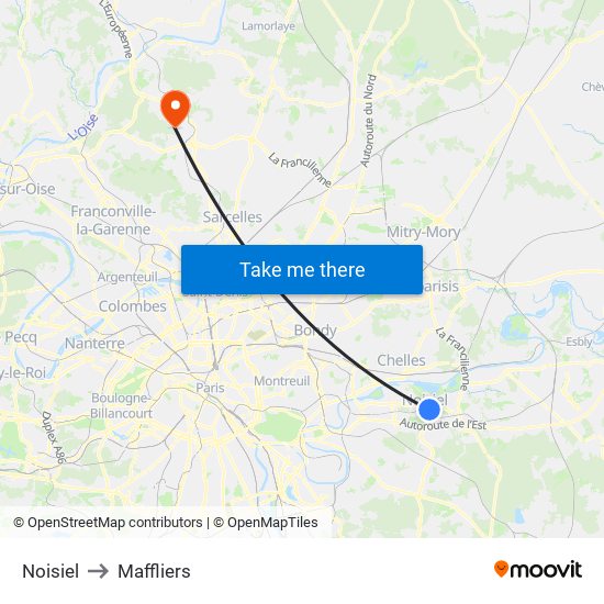 Noisiel to Maffliers map