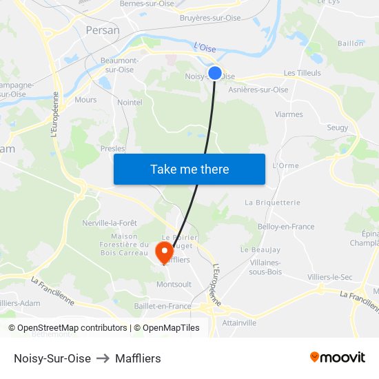Noisy-Sur-Oise to Maffliers map