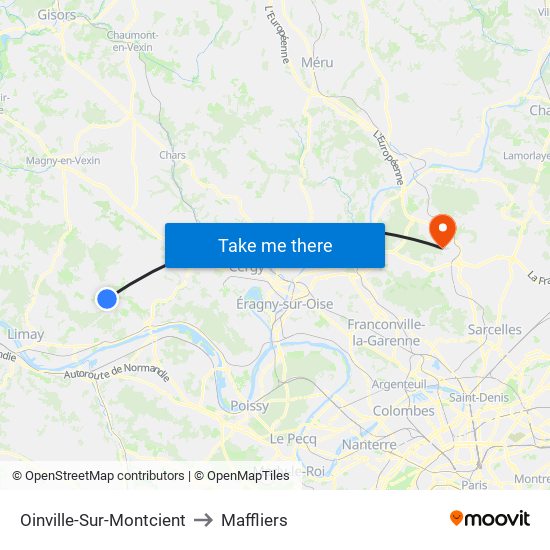 Oinville-Sur-Montcient to Maffliers map