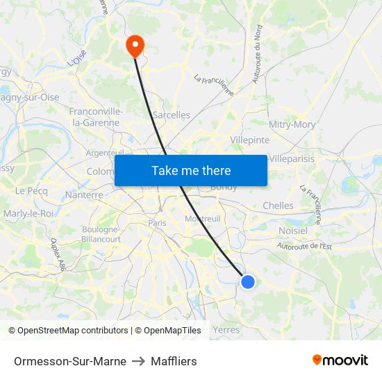 Ormesson-Sur-Marne to Maffliers map