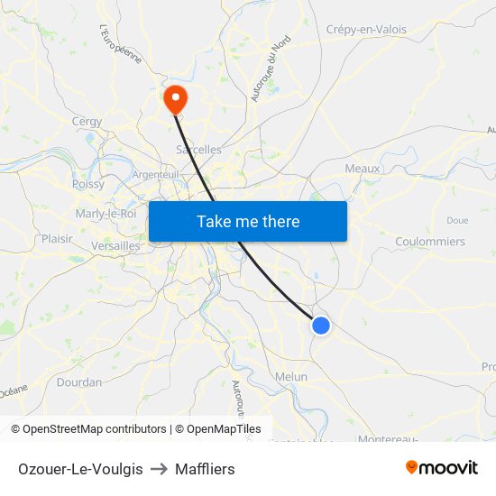 Ozouer-Le-Voulgis to Maffliers map