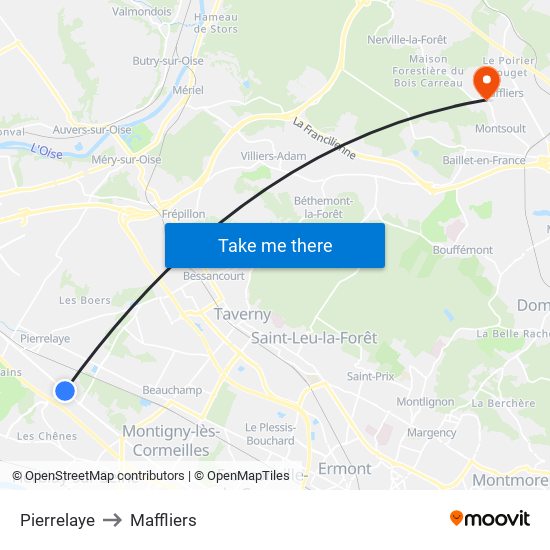 Pierrelaye to Maffliers map