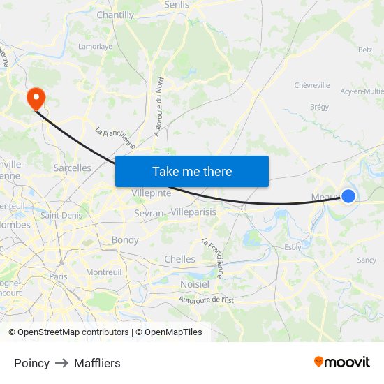 Poincy to Maffliers map