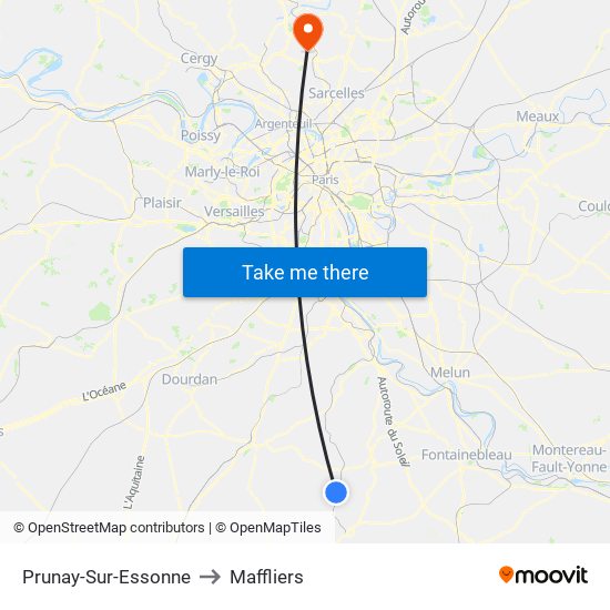 Prunay-Sur-Essonne to Maffliers map