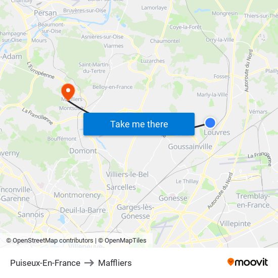 Puiseux-En-France to Maffliers map