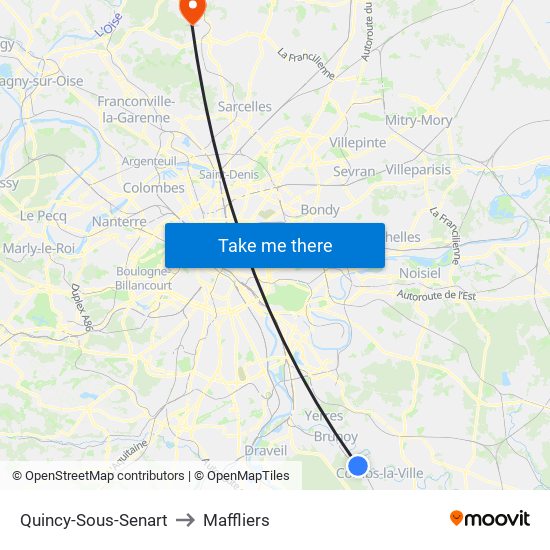 Quincy-Sous-Senart to Maffliers map